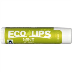 Eco Lips Inc., Бальзам для губ, SPF 15, Мята, 0.15 унций (4.25 г)