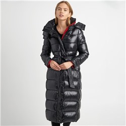 CONTRAST MAXI BELTED LONG PUFFER