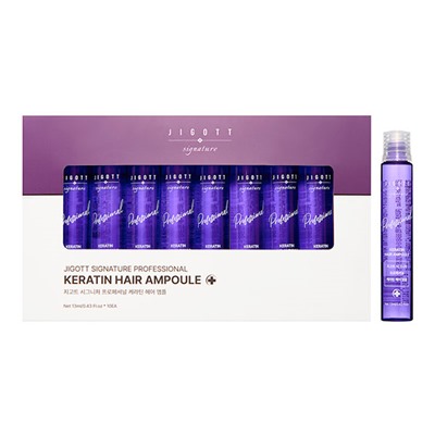 Jigott Signature Professional Keratin Hair Ampoule Сыворотка для волос с кератином  10*13мл