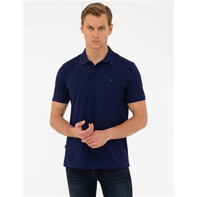 Lacivert Slim Fit Polo Yaka Basic  Tişört