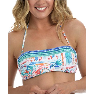 Blue & Orange Terra Reversible Bandeau Bikini Top - Women