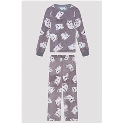 Penti Unisex Çocuk Kedi Baskılı Gri Pijama Takımı PNO73N3C23SK-GR9