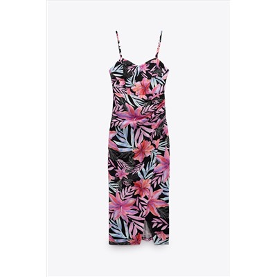 TROPICAL PRINT CORSETRY-INSPIRED DRESS