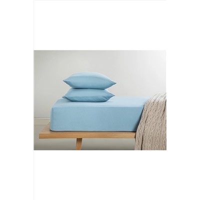 English Home Novella Premium Soft Cotton Tek Kişilik Lastıklı Çarşaf Takımı 100x200 Cm Mavi TYC00672127587
