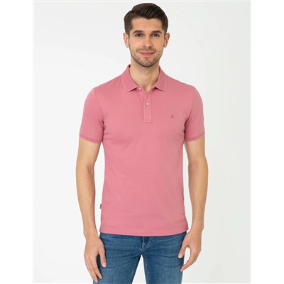 Pembe Slim Fit Polo Yaka Merserize Tişört