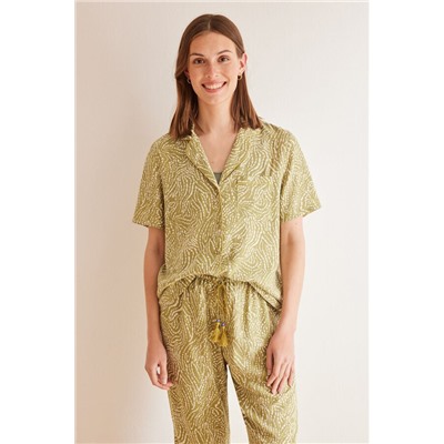 Pijama camisero Capri étnico verde