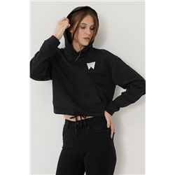 Wrangler Kadın Siyah Regular Fit %100 Pamuk Kapüşonlu Sweatshirt W211002