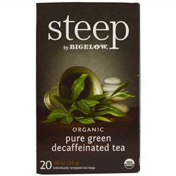 Bigelow, Стип, органический чистый зеленый чай без кофеина, 20 пакетиков, 0,86 унции (24 г)