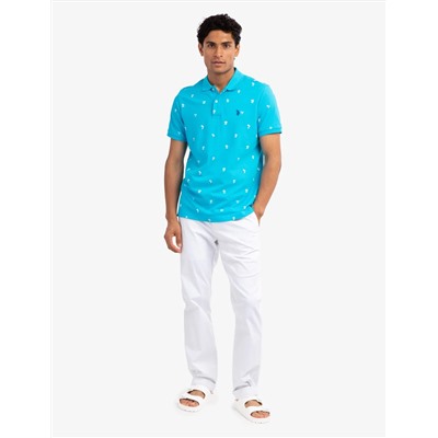 PALM PRINT PIQUE POLO SHIRT