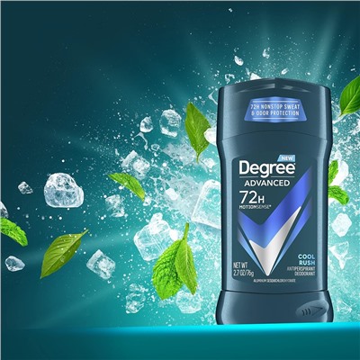 Degree Men Advanced Protection Antiperspirant Deodorant Cool Rush 4 count 72-Hour Sweat and Odor Protection Antiperspirant For Men With MotionSense Technology 2.7 oz