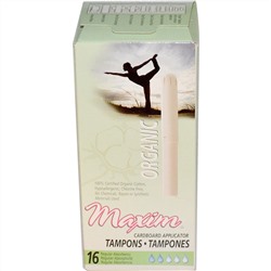 Maxim Hygiene Products, Органические тампоны с картонным аппликатором, регулярные, 16 тампонов
