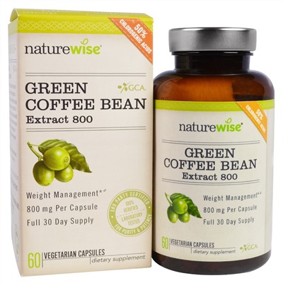 NatureWise, Экстракт из зеленых зерен кофе 800, 60 вегетарианских капсул