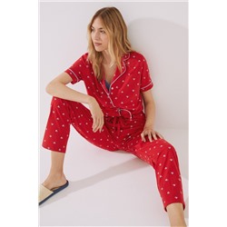 Pijama camisero algodón Mickey Mouse rojo