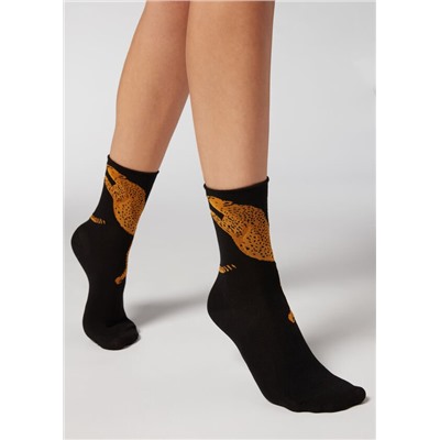 Kurze Socken mit Animal-Muster