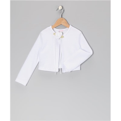 White Bolero & Flower Pin - Toddler & Girls