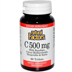 Natural Factors, Витамин C, 500 мг, 90 таблеток