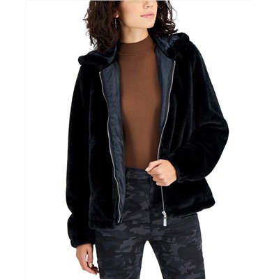 Jou Jou Juniors' Hooded Faux-Fur Coat, Created for Macy's