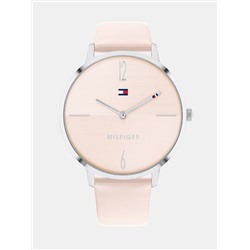 TOMMY HILFIGER STAINLESS STEEL WATCH WITH PINK LEATHER STRAP