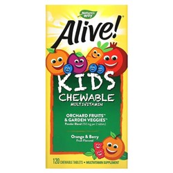 Nature's Way, Alive! Kid's Chewable Multivitamin, Orange & Berry, 120 Chewable Tablets