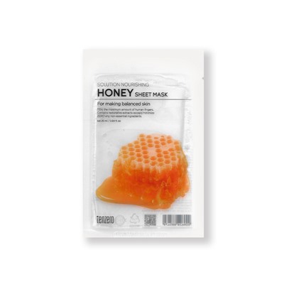 TENZERO SOLUTION NOURISHING HONEY SHEET MASK Питательная тканевая маска для лица с мёдом 25мл