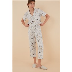 Pijama camisero 100% algodón gris corazones