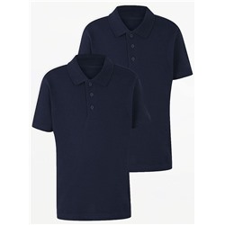 Navy Short Sleeve School Polo Shirts 2 Pack