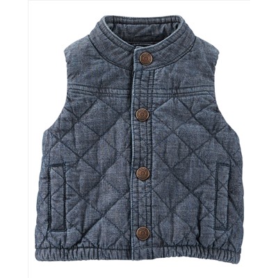 Quilted Chambray Vest