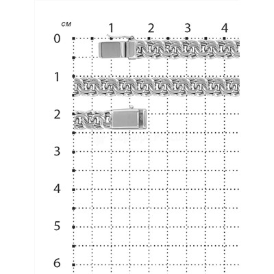 Цепь из серебра родированная - Бисмарк, 65 см 925 пробы ЦРБ9065р