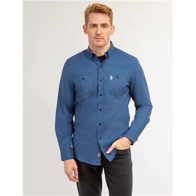 STRETCH PEACHED TWILL SHIRT WITH CHEST POCKETS