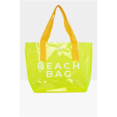 Bagmori Açık Yeşil Kadın Beach Bag Baskılı Şeffaf Plaj Çantası M000007257
