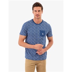 RING PRINT CREW NECK T-SHIRT WITH POCKET