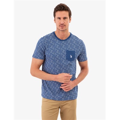 RING PRINT CREW NECK T-SHIRT WITH POCKET