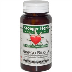 Kroeger Herb Co, Complete Concentrates, Гинкго Билоба, 90 растительных капсул