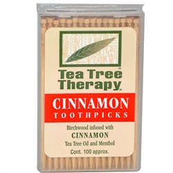 Tea Tree Therapy, Зубочистки с корицей, около 100 шт.