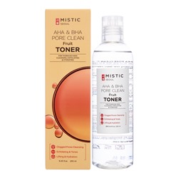 [MISTIC] Тонер для лица очищающий ФРУКТОВЫЕ КИСЛОТЫ Mistic AHA/BHA Pore Clean Fruit Toner, 250 мл