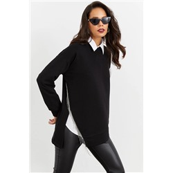 Cool & Sexy Kadın Siyah Asimetrik Sweatshirt BK1526