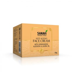 SANAVI Anti-aging face cream ashwagandha aloe vera and jojoba oil Крем антивозрастной для лица ашваганда алоэ вера и масло жожоба 50г
