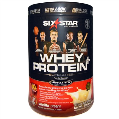 Six Star, Six Star Pro Nutrition, сывороточный белок +, элитная серия, ваниль и сливки, 2 фунта (907 г)