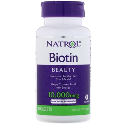 Биотин, 10 000 мкг, 100 таблеток