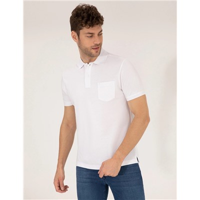 Beyaz Regular Fit Polo Yaka Basic Tişört