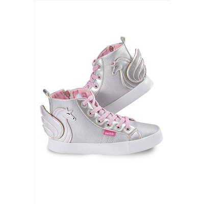 Denokids Kanatlı Unicorn Gümüş Beyaz Kız Çocuk Sneakers Spor Ayakkabı CFF-23Y1-085