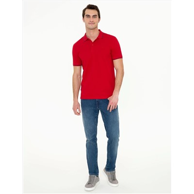 Koyu Kırmızı Slim Fit Polo Yaka Basic Tişört