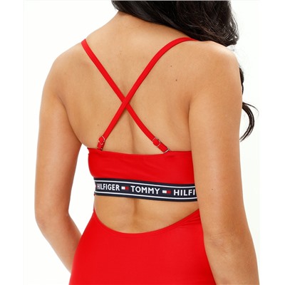 Scarlet & Navy Logo Band Cutout Back One-Piece - Women