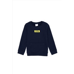 Erkek Çocuk Lacivert Basic Bisiklet Yaka Sweatshirt