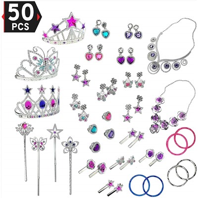 Liberty Imports Princess Jewelry Dress Up Accessories Toy Playset for Girls (50 pcs)