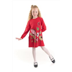 Mushi Çiçekli Kız Çocuk Kırmızı Elbise MS-22S1-026