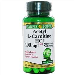 Nature's Bounty, Ацетил L-карнитин  HCI, 400 мг, 30 капсул