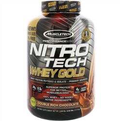 Muscletech, Nitro Tech, 100% Whey Gold, двойное содержание шоколада, 5,53 фунта (2,51 кг)