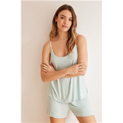 Pijama tirantes shorts verde ECOVERO™