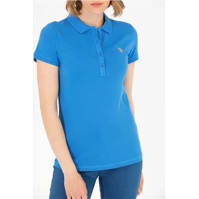 Kadın Saks Basic Polo Yaka Tişört